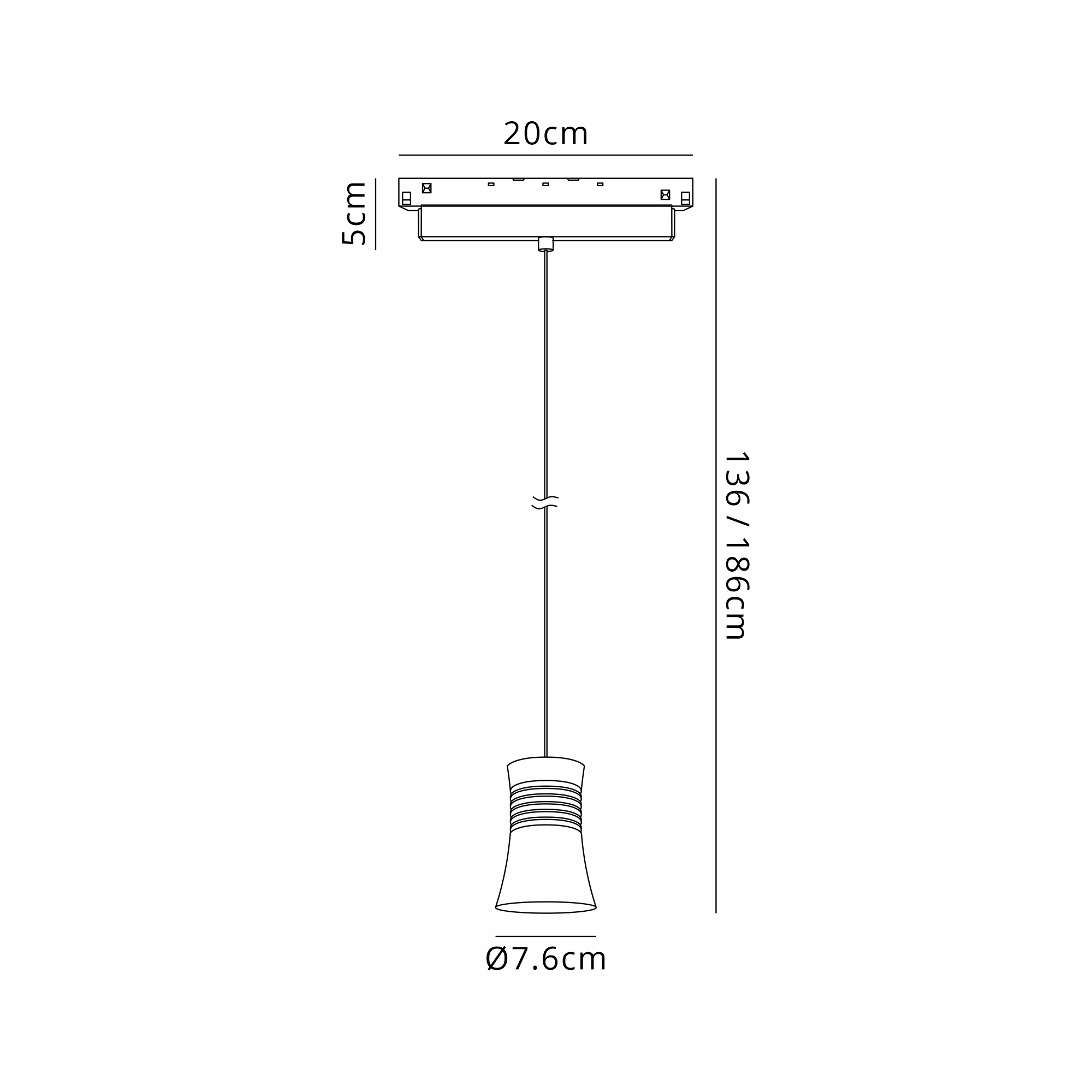 M8392  Magneto Track Cone Pendant Triac Dimmable, 12W LED, 3000K, 950lm, Gold/Black,